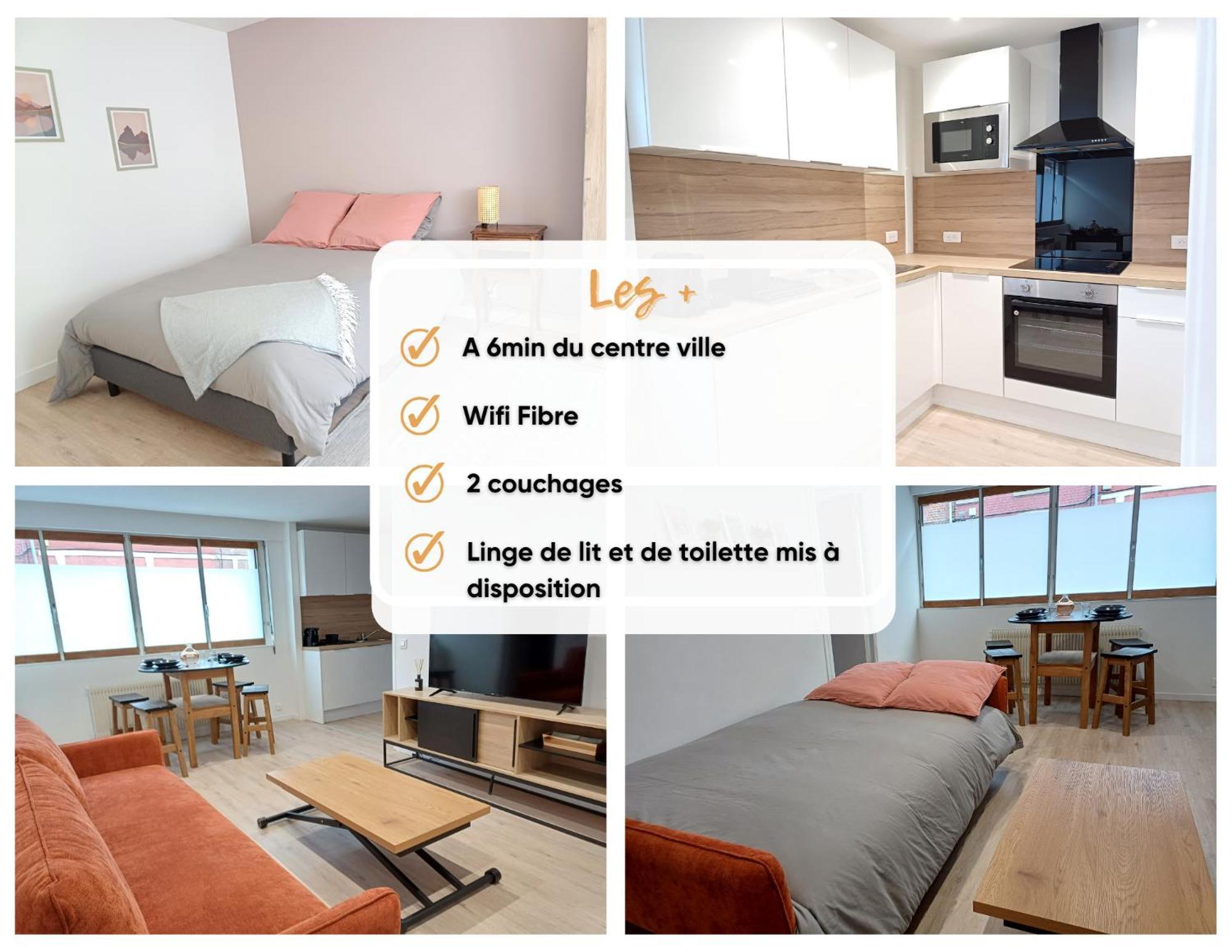 Elegant, Spacieux, 2 Couchages, Proche Centre Amiens